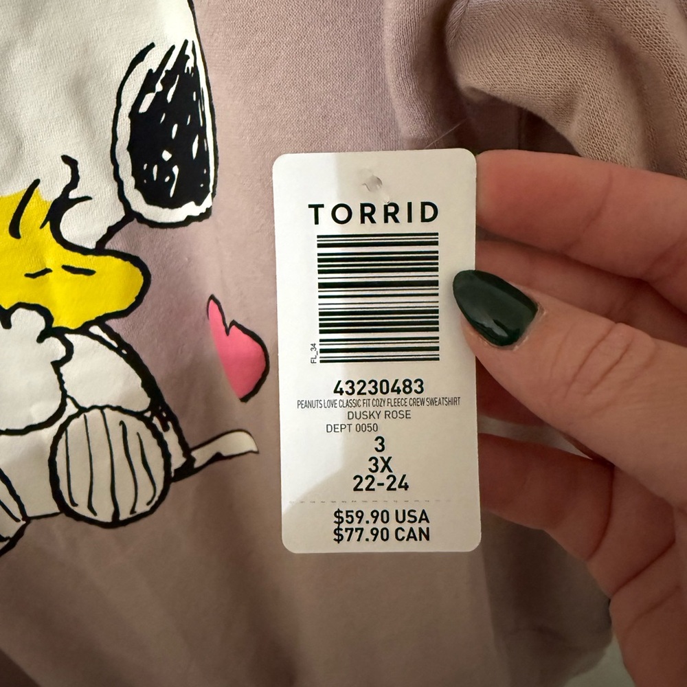 Peanuts Snoopy Pink Love Pullover - Torrid - Picture 3 of 3